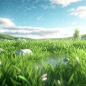 Green field, simple and clean background, C4D Octane rendering 8k, ar 3:4 v 5