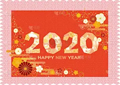 贺卡,新年前夕,鼠,圣伯纳犬,新年,鼠年,2020,红色,十二生肖,图像