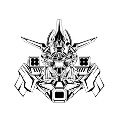 黑白手绘插画机甲高达机器人纹身