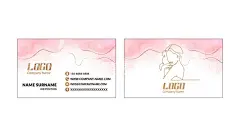 名片模板  - 源文件下载【酷图网】名片模板,美容,美妆,女性线描图,粉红色底图,优雅风格,简约风格,横版,