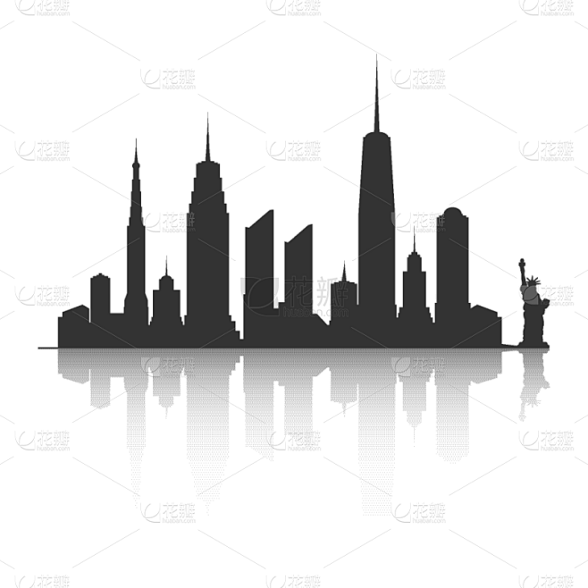 城市天际线,纽约州,商务,建筑外部,城镇,摩天大楼,全景,图像,美国,剪影