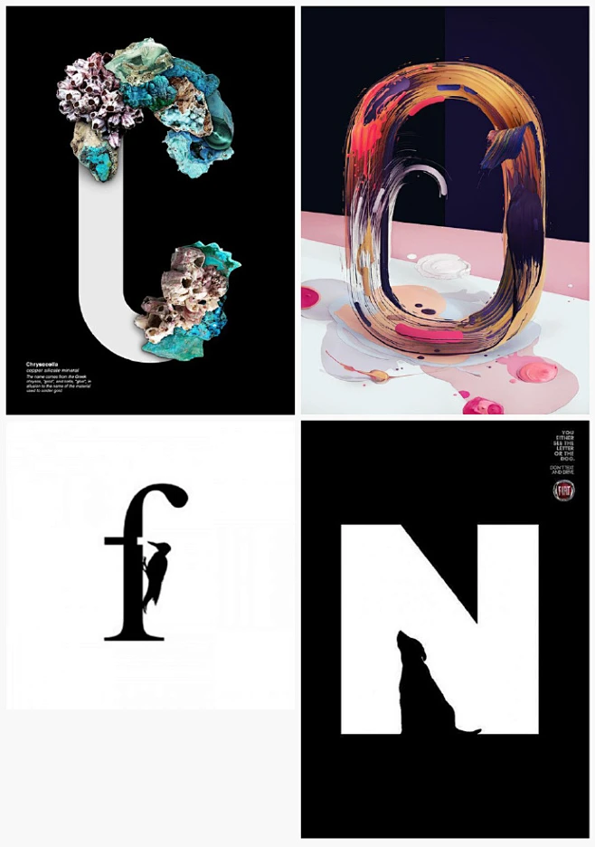 【如何巧妙的利用字母进行设计】看似简单的字母却可以组合出如此多的设计形式，设计中经常会以首字母进行相关设计，不妨从这些设计中找寻一些灵感。