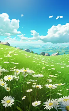晴天蓝天白云植物壁纸素材图AI图壁纸