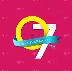 7周年纪念简单标志，网页，游戏模板设计，创意海报，小册子，传单，传单，杂志，请帖