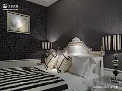 2013欧式风格别墅黑色壁纸80后家居主卧室装修效果图欣赏