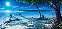 #采集大赛#加贺屋,树叶,花,女孩,月亮,夜,水,湖,树,经典桌面壁纸