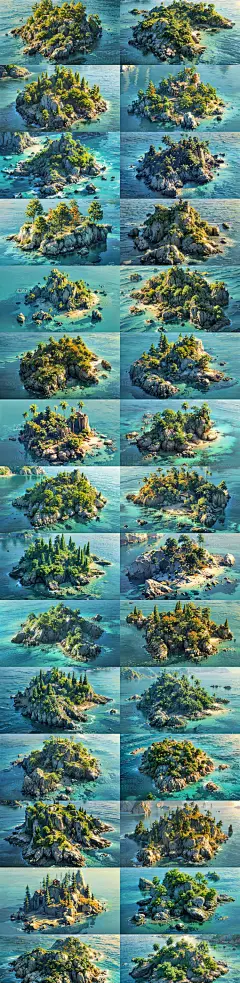 AI海岛场景插画素材 游戏岛屿大海场景概念设计 背景插画临摹图-淘宝网