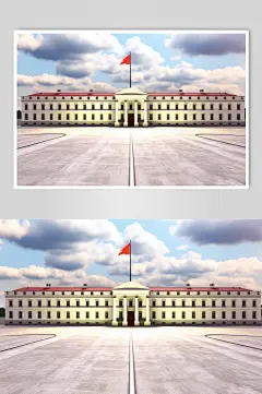 AI数字艺术教学楼校园场景摄影图-众图网