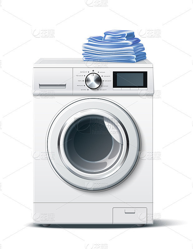 矢量现实洗衣机白色3d模型