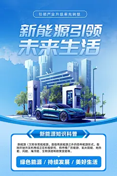清新新能源汽车宣传海报