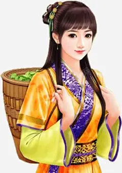 清纯采药女古风手绘 创意素材