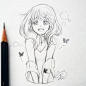 #手绘素材# 动漫人物线稿，可爱滴小女孩~ins：alustrations，仅作分享练习使用。 ​​​​