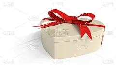 心形礼盒上的白色，3d渲染