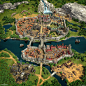 Lords & Knights, Ravegan Games : Huge village background for the Lords & Knights project.