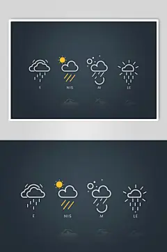 AI数字艺术天气图标插画元素-众图网