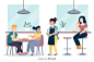 People sitting at the cafe Free Vector