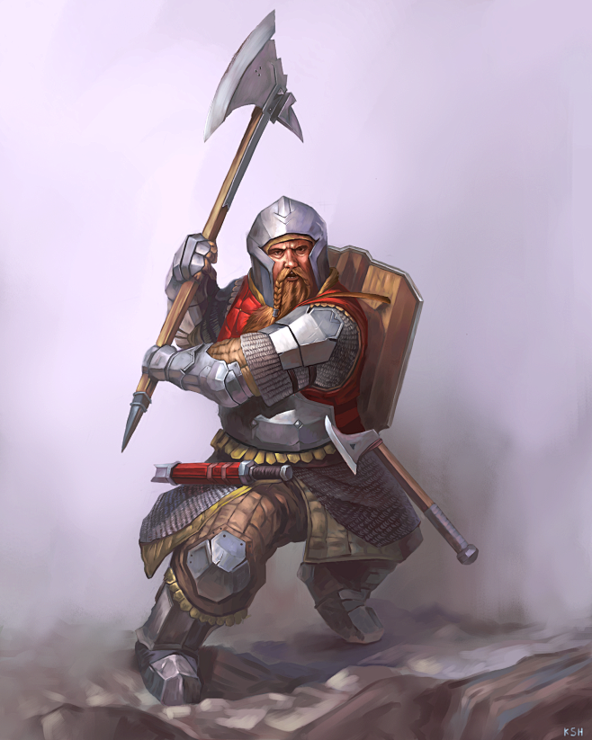 Corel Painter 2017 drawing Dwarf -[矮人战士] 特点_固执，强壮，擅长建筑、冶炼，喜欢烈酒，有优秀的锻造 ...