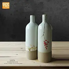 九土JOTO陶瓷原创手工手绘陶泥家居生活花器摆件日式禅意装潢花器-淘宝网