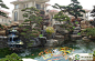 别墅花园千层石假山鱼池图片