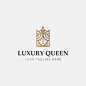 Icon logo minimalist of  luxury queen Premium Vector