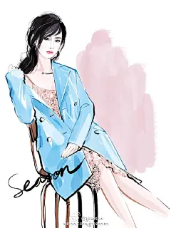 #jjseason插画# #时尚##插画# ----- 简单、率性、随意，@杨紫 小清新×小性感 演绎@Hello悦己 8月号时尚大片。
