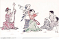 中国国画之儿童-弹琵琶与舞蹈