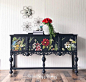 SOLD Navy Blue vintage Jacobean buffet from the 1940's image 0