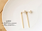 【noblehi】 2way K24GP　long stick×cottonpearl　ピアス/ノンホールイヤリング  ＊受注製作＊