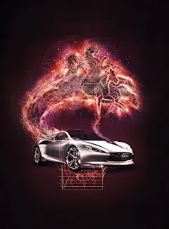 英菲尼迪红牛插画风格汽车海报设计[21P]  
