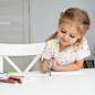 High angle girl at home drawing