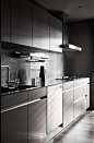 Black and gray contemporary modern kitchen | NONAGON.style
