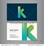 Business card with alphabet letter k.