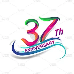 周年庆典标志绿色和红色