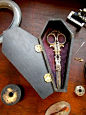 Victorian Scissors With Coffin Case