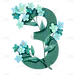 手绘-清新文艺花卉数字元素贴纸-3