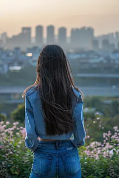 遥望远方趣味女孩背影