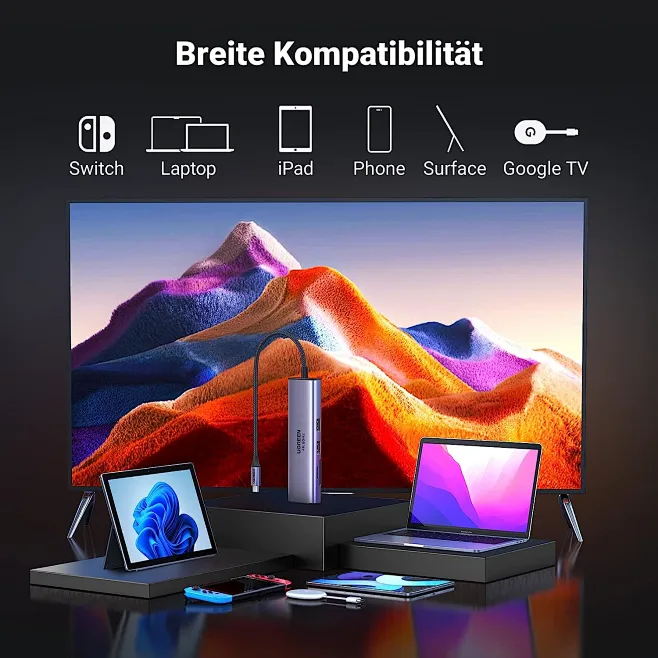 USB C Hub MacBook Pro/Air Adapter Multiport 7-in-2 auf HDMI 4K @60Hz, Typ C Thunderbolt 3, SD/TF-Kartenleser, USB 3.0, Dock USB C für MacBook Pro 2020/2019/2018 MacBoook Air