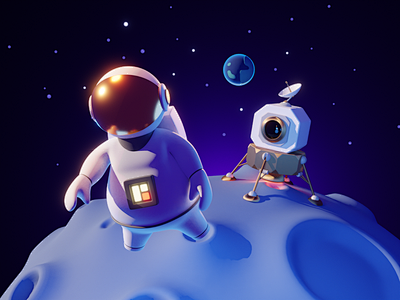 登月宇航员太空登月月球 3d 人物人物插...