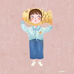 可爱的少女插画（作者：油画棒的日常） ​ ​​​​