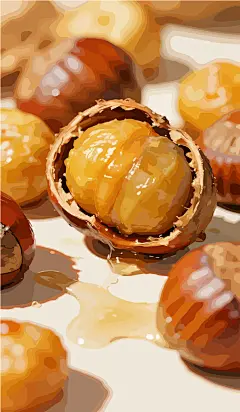 美味栗子手绘插画