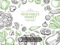 黑白彩色手绘水果蔬菜茄子青菜包菜葱蒜辣椒花菜黄瓜胡萝卜AI素材-淘宝网