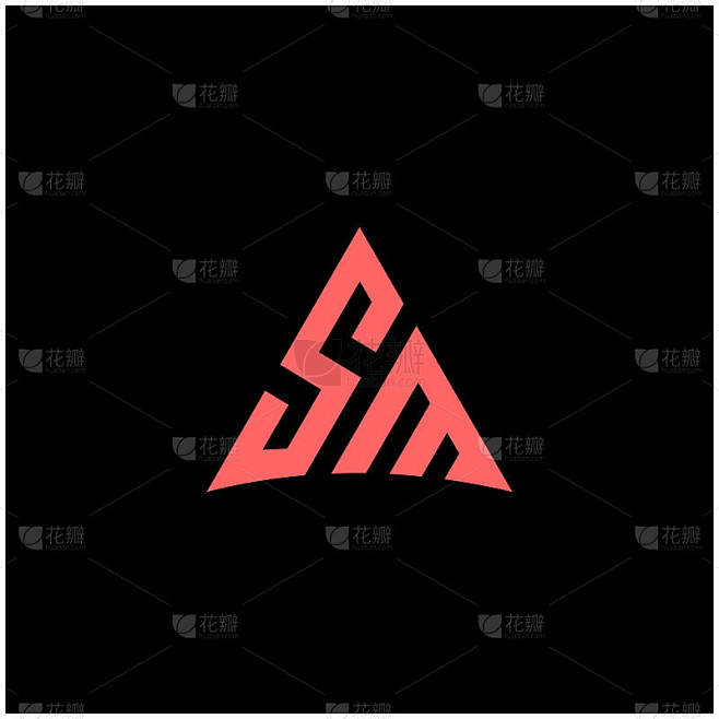 首字母SM链接三角形设计标志