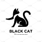 黑猫宠物标志矢量图标插图孤立设计