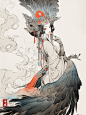 昔日人间妖艳子， 化身精卫展翅蓬