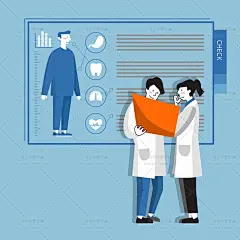 医生护士医疗医院健康卫生知识宣传卡通插画海报AI矢量素材模板图-淘宝网