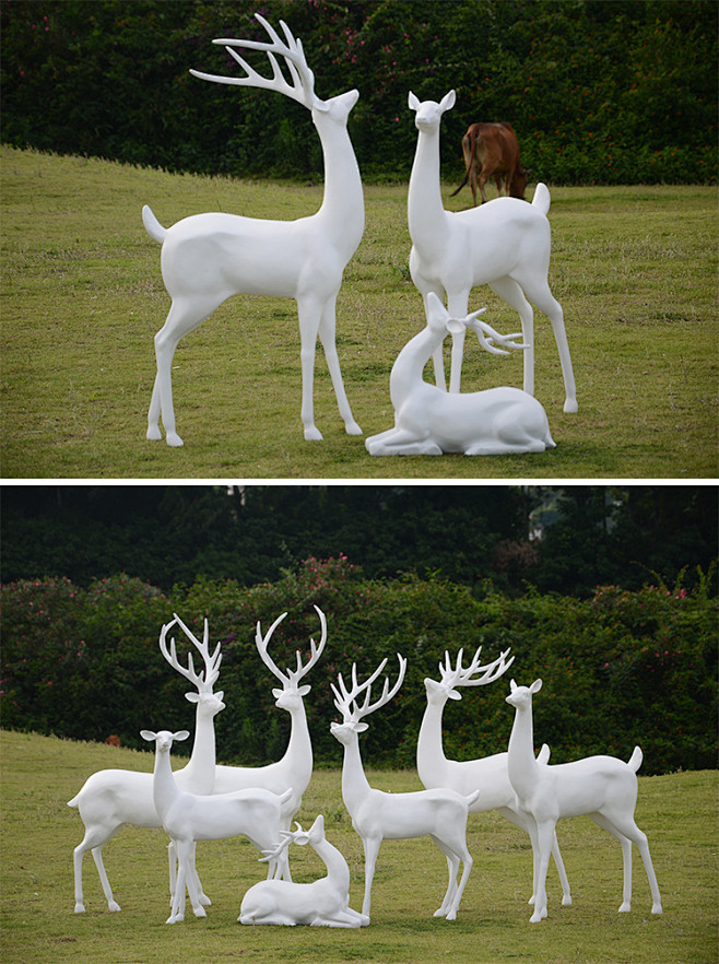 树脂玻璃钢雕塑鹿摆件欧式婚庆摆件装饰仿真...