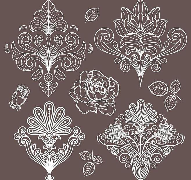 黑白欧式古典花纹花边边框装饰设计素材图片...