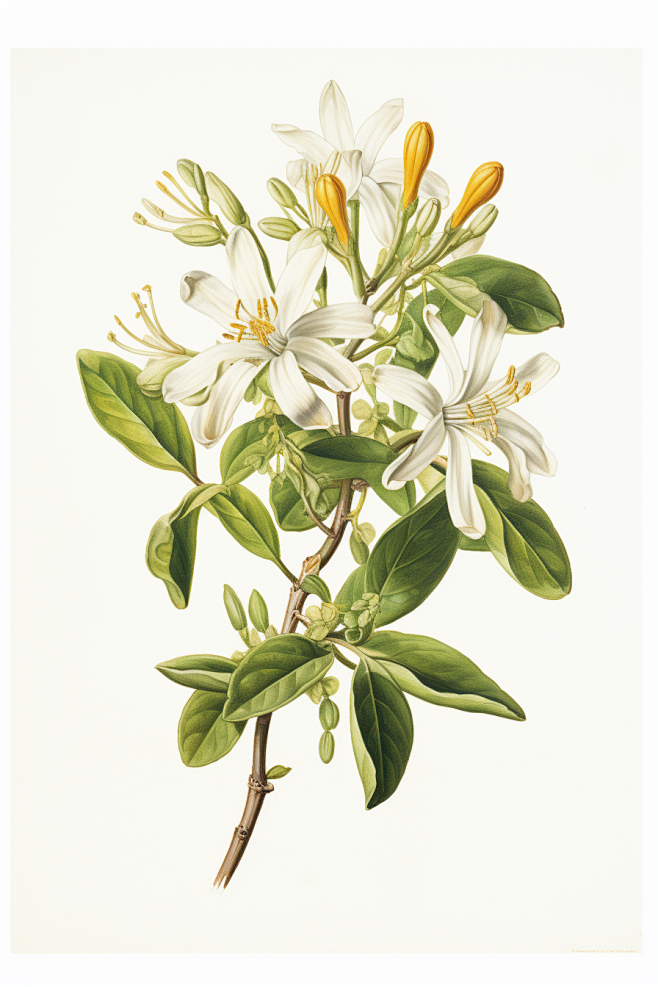 金银花中药材手绘插画