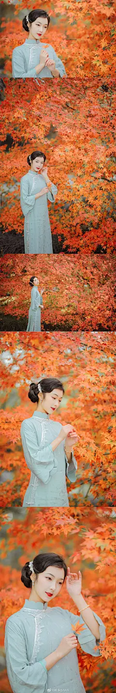 #摄影#

平生最爱秋叶红，
低眉浅笑醉回眸。

喜悦穿旗袍太好看了
摄影后期@明珠SARA ...展开全文c