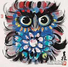 net0633猫头鹰 镜片 (八开) 设色纸本1jackystory采集到韩美林1采集